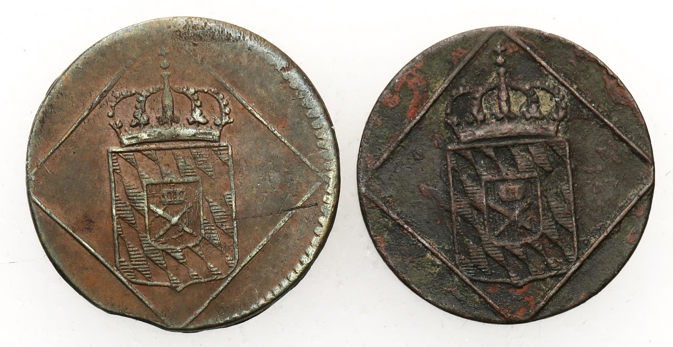 Niemcy, Bayern. Ludwig I. (1825-1848). Heller 1825, 1829, zestaw 2 monet